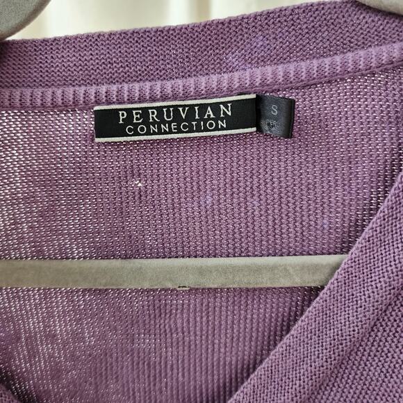 Peruvian Connection pullover Sweater tie dye distressed grunge purple S oversize - Picture 2 of 10